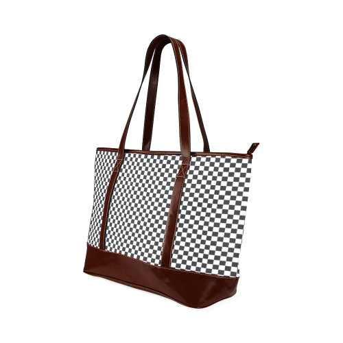 RACING / CHESS SQUARES pattern - black Tote Handbag (Model 1642)