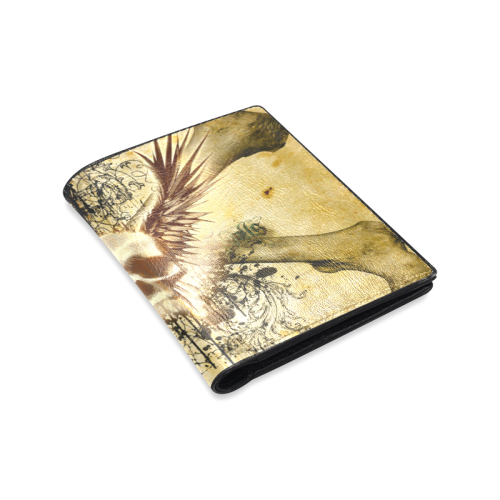 Amazing skull, wings and grunge Men's Leather Wallet (Model 1612)