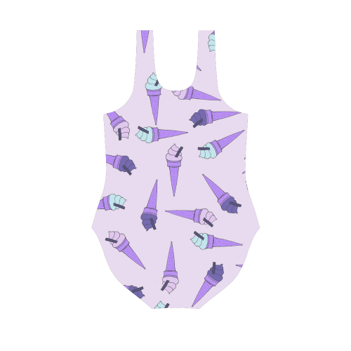 Purple Ice Cream Fun Vest One Piece Swimsuit (Model S04)