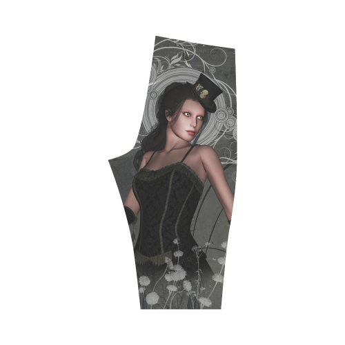 The dark lady with flowers, victorian Hestia Cropped Leggings (Model L03)
