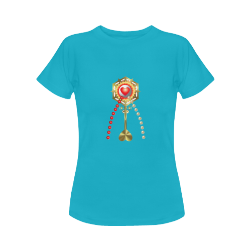 Catholic Holy Communion: Divine Mercy - Turquoise Women's Classic T-Shirt (Model T17）