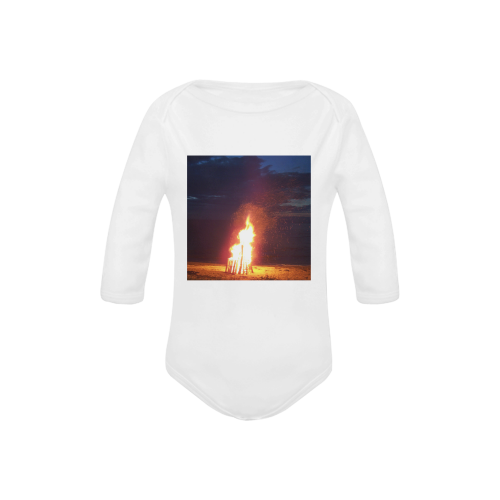 Beach Bonfire Blazing Baby Powder Organic Long Sleeve One Piece (Model T27)