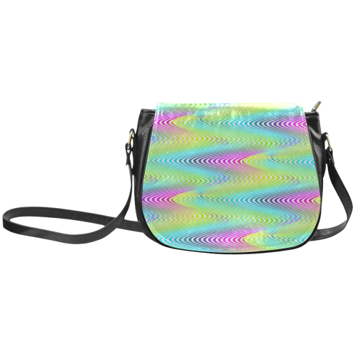 NEON colored WAVES STRIPES pattern Classic Saddle Bag/Small (Model 1648)