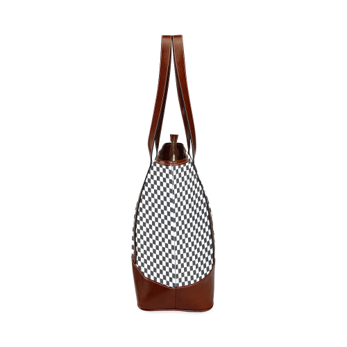 RACING / CHESS SQUARES pattern - black Tote Handbag (Model 1642)