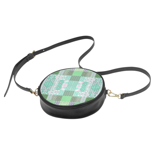 Shapes Pattern Mix - Green Cyan Round Sling Bag (Model 1647)