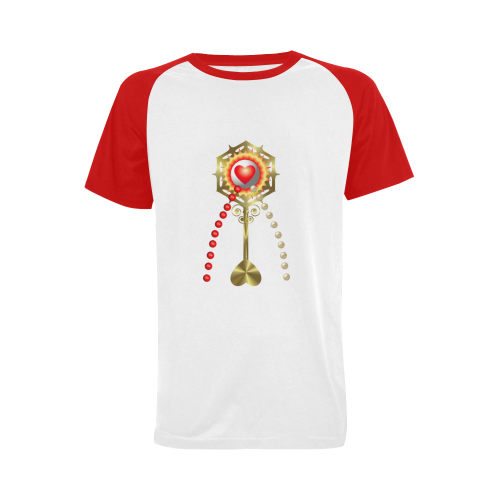 Catholic Holy Communion: Divine Mercy - Red Sleeves Men's Raglan T-shirt (USA Size) (Model T11)