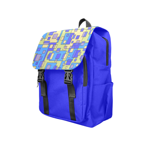 Blue Beige Abstract Square Casual Shoulders Backpack (Model 1623)
