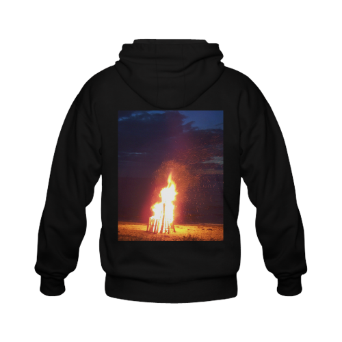 Beach Bonfire Blazing Gildan Full Zip Hooded Sweatshirt (Model H02)