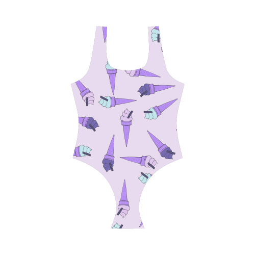 Purple Ice Cream Fun Vest One Piece Swimsuit (Model S04)