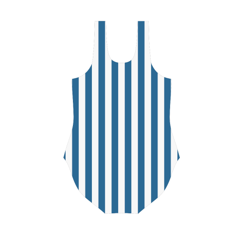 Swimsuit, Blue & White Stripes Vest One Piece Swimsuit (Model S04)