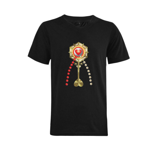 Catholic Holy Communion: Divine Mercy - Black Men's V-Neck T-shirt  Big Size(USA Size) (Model T10)