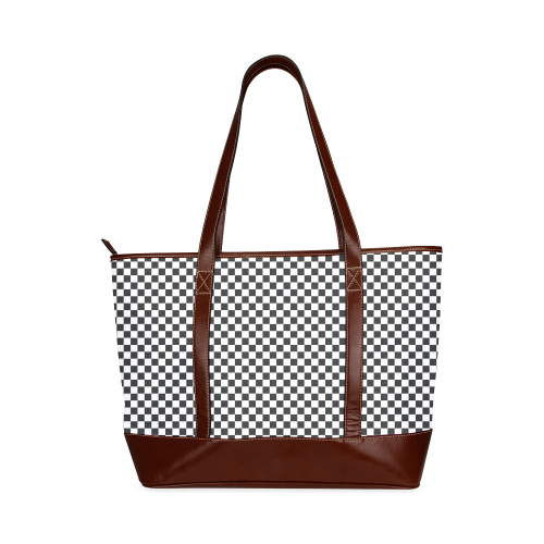 RACING / CHESS SQUARES pattern - black Tote Handbag (Model 1642)