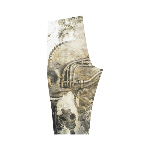 Awesome technical skull, vintage design Hestia Cropped Leggings (Model L03)