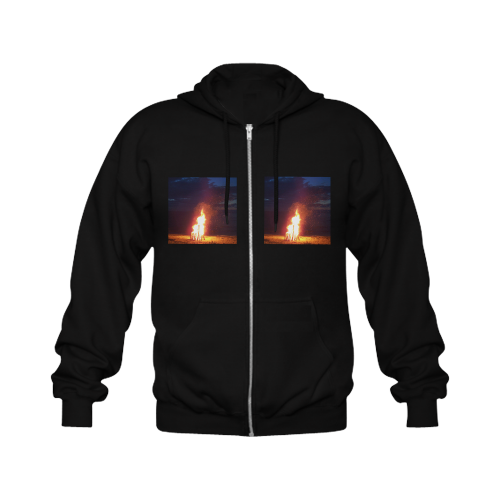 Beach Bonfire Blazing Gildan Full Zip Hooded Sweatshirt (Model H02)