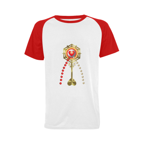 Catholic Holy Communion: Divine Mercy - Red Sleeves Men's Raglan T-shirt Big Size (USA Size) (Model T11)
