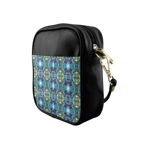 Fractal Kaleidoscope Mosaic -  Cyan Green Sling Bag (Model 1627)