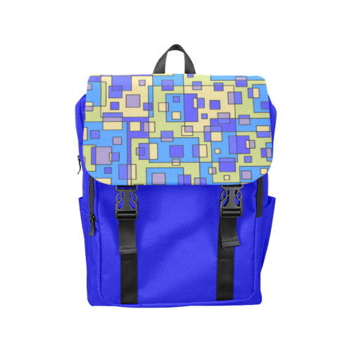 Blue Beige Abstract Square Casual Shoulders Backpack (Model 1623)
