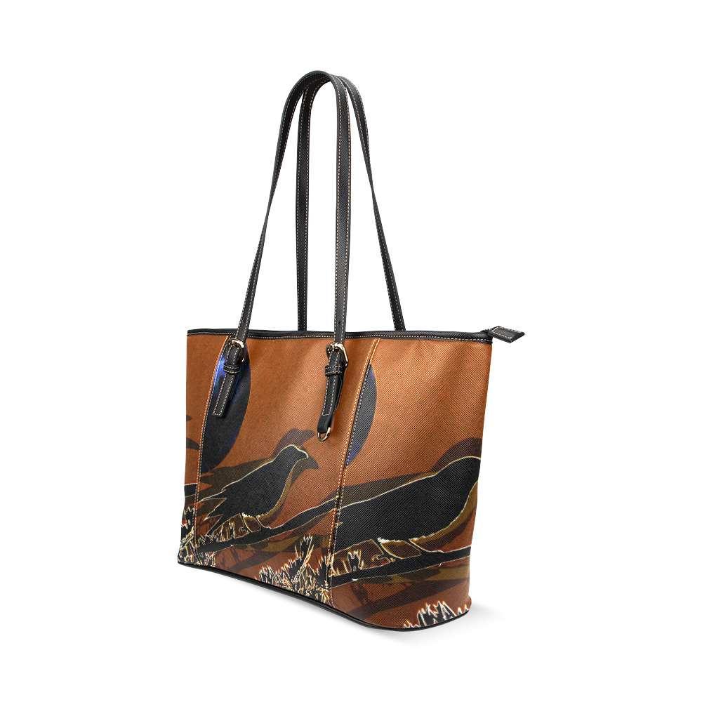 Gothic Raven by Martina ster Leather Tote Bag/Small (Model 1640