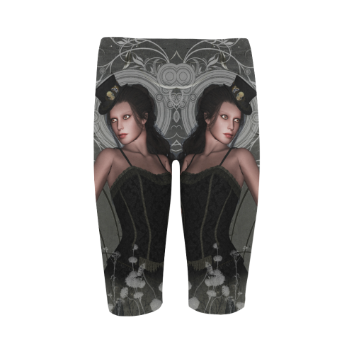 The dark lady with flowers, victorian Hestia Cropped Leggings (Model L03)