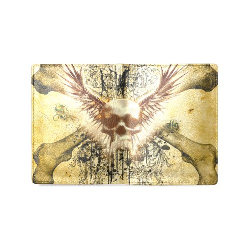 Amazing skull, wings and grunge Men's Leather Wallet (Model 1612)