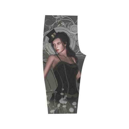 The dark lady with flowers, victorian Hestia Cropped Leggings (Model L03)