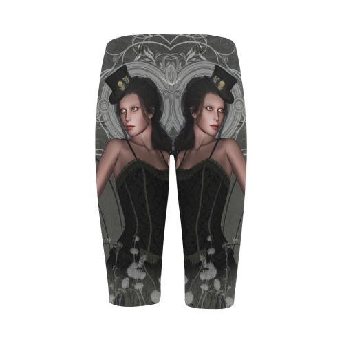 The dark lady with flowers, victorian Hestia Cropped Leggings (Model L03)