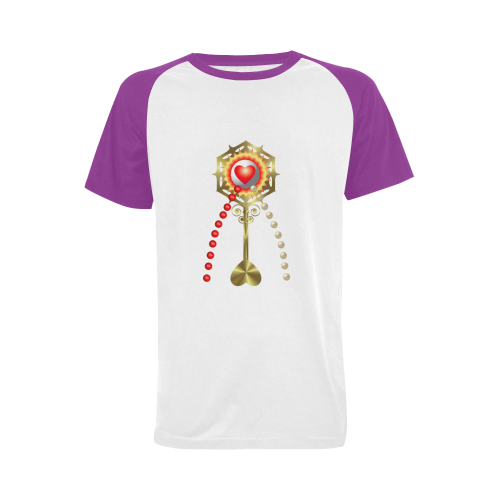 Catholic Holy Communion: Divine Mercy - Purple Sleeves Men's Raglan T-shirt (USA Size) (Model T11)