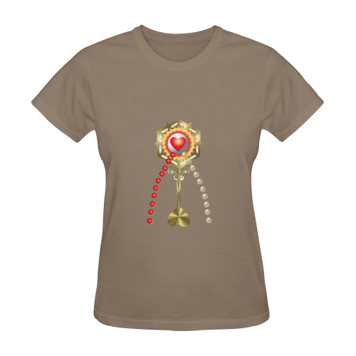 Catholic Holy Communion: Divine Mercy - Brown Sunny Women's T-shirt (Model T05)