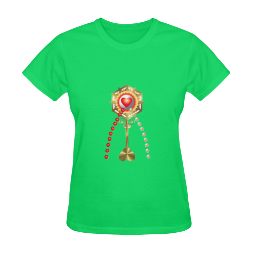 Catholic Holy Communion: Divine Mercy - Neon Green Sunny Women's T-shirt (Model T05)