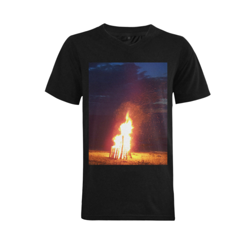 Beach Bonfire Blazing Men's V-Neck T-shirt  Big Size(USA Size) (Model T10)