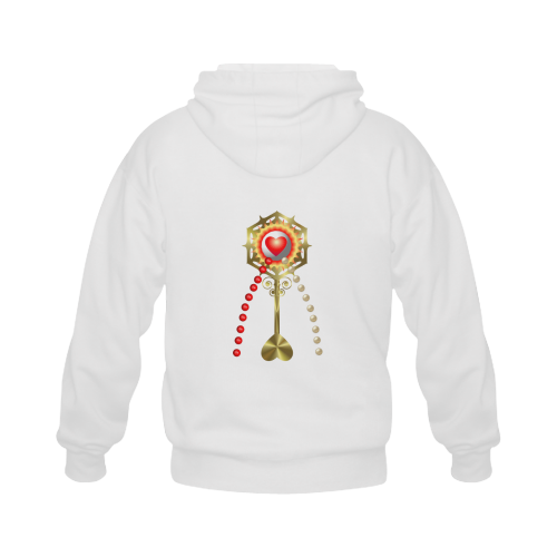 Catholic Holy Communion: Divine Mercy -White Gildan Full Zip Hooded Sweatshirt (Model H02)