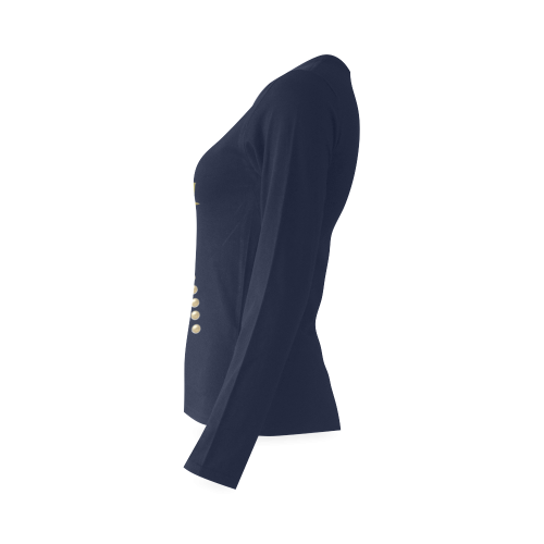 Catholic Holy Communion: Divine Mercy - Navy Blue Sunny Women's T-shirt (long-sleeve) (Model T07)