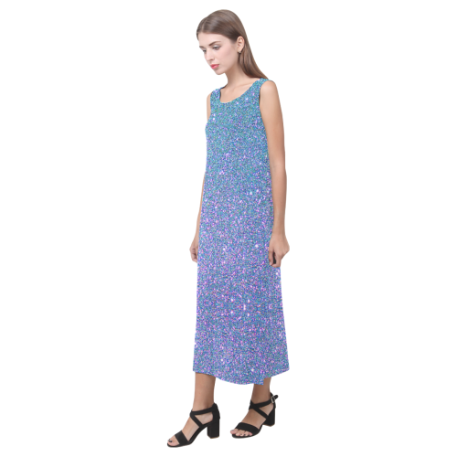 Blue glitter Phaedra Sleeveless Open Fork Long Dress (Model D08)