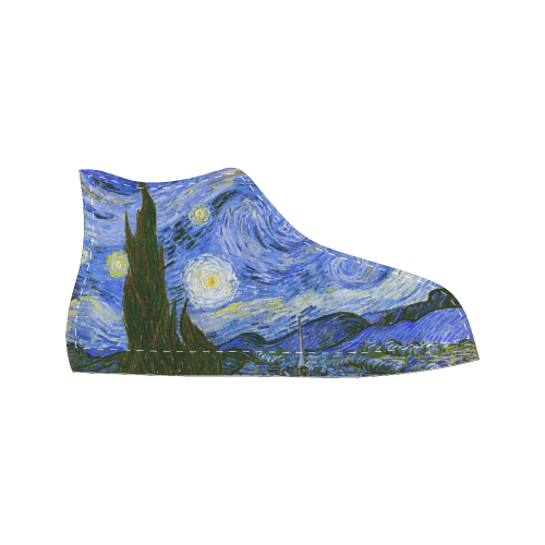 Van Gogh Starry Night Women's Classic High Top Canvas Shoes (Model 017)