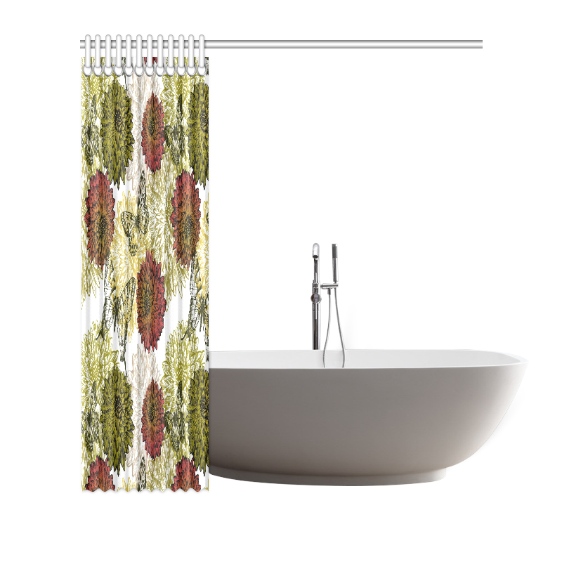 Fall Earth Tone Floral Shower Curtain 72"x72" ID D617470