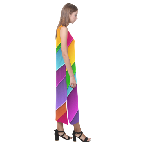 Layered Rainbow Phaedra Sleeveless Open Fork Long Dress (Model D08)