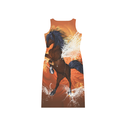 Horse with water wings Phaedra Sleeveless Open Fork Long Dress (Model D08)