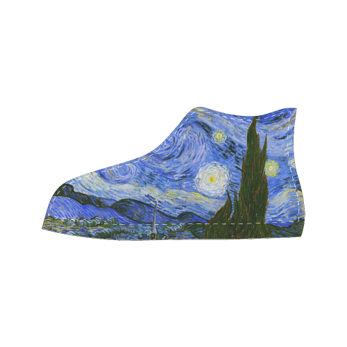 Van Gogh Starry Night Women's Classic High Top Canvas Shoes (Model 017)