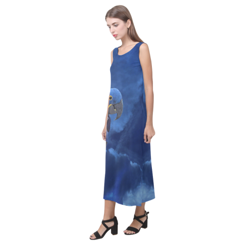 Hyacinth Macaw Phaedra Sleeveless Open Fork Long Dress (Model D08)