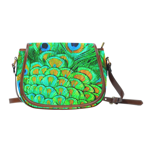 Peacock Feathers Nature Art Saddle Bag/Large (Model 1649)