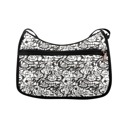 Crazy Spiral Shapes Pattern - Black White Crossbody Bags (Model 1616)