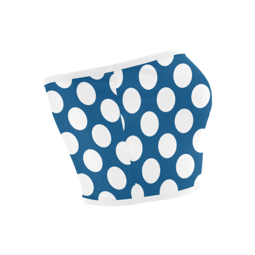 Bandeau Top, White Polka Dots on Blue Bandeau Top