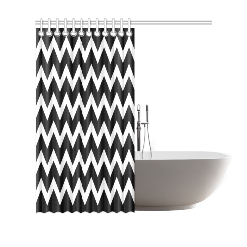 Modern Black and White ZigZag Chevron Pattern Shower Curtain 69"x70"