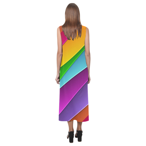 Layered Rainbow Phaedra Sleeveless Open Fork Long Dress (Model D08)
