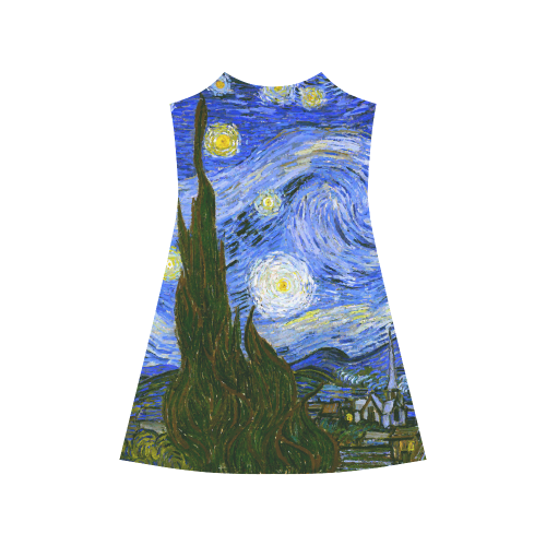 Van Gogh Starry Night Tree Alcestis Slip Dress (Model D05)