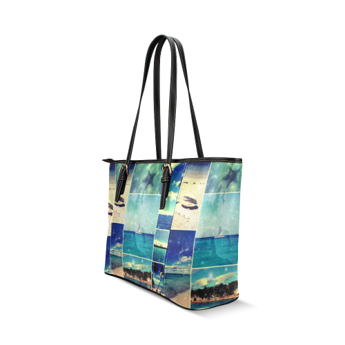 Starry Starry Caribbean Night Leather Tote Bag/Large (Model 1640)
