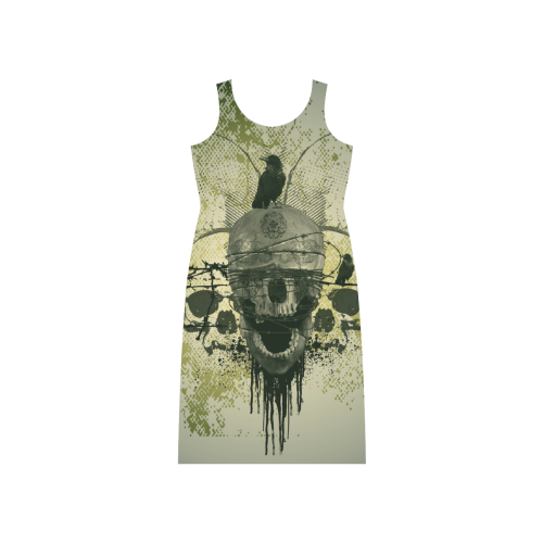 Amazing skull Phaedra Sleeveless Open Fork Long Dress (Model D08)