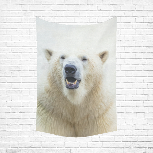Cute  Zoo Polar Bear Cotton Linen Wall Tapestry 60"x 90"