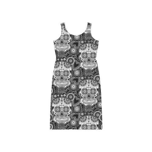 sugar skull Phaedra Sleeveless Open Fork Long Dress (Model D08)