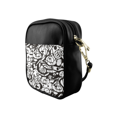 Crazy Spiral Shapes Pattern - Black White Sling Bag (Model 1627)